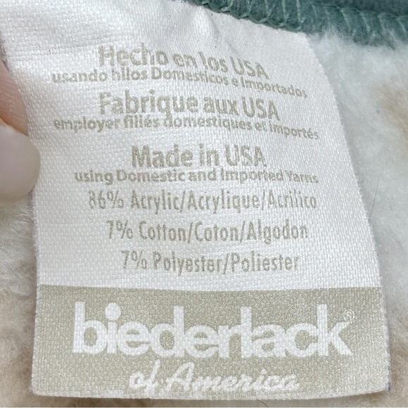 Vtg BIEDERLACK Green Beige Snowflake Cuddle Wrap Blanket Snap Zip Up 52” X 66” - Picture 4 of 5